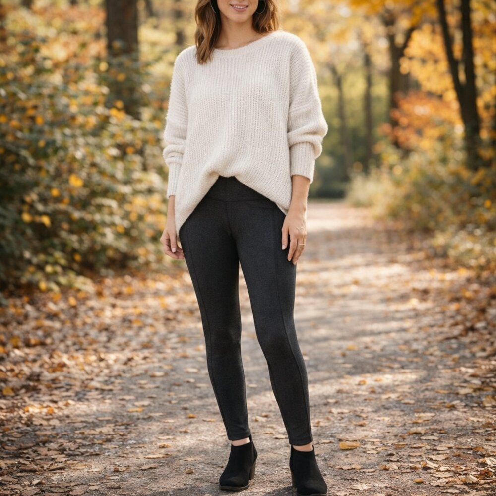 J. Jill Ponte Leggings XL Petite Gray Pull On High Rise Knit Slim Sculpting Pant